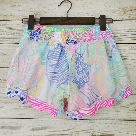 Lilly Pulitzer Dahlia Shorts Size XS Multicolor Scalloped Hem Pants Modal Tencel - Picture 4 of 12